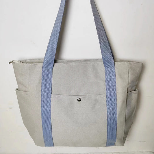 Large Capacity Canvas Solid Letter Tote Bag